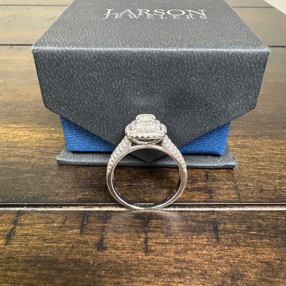 Helzberg Diamonds 14k White Gold Double Halo Bridal Ring 1 1/4CTW Womens 7.5 - Picture 6 of 8